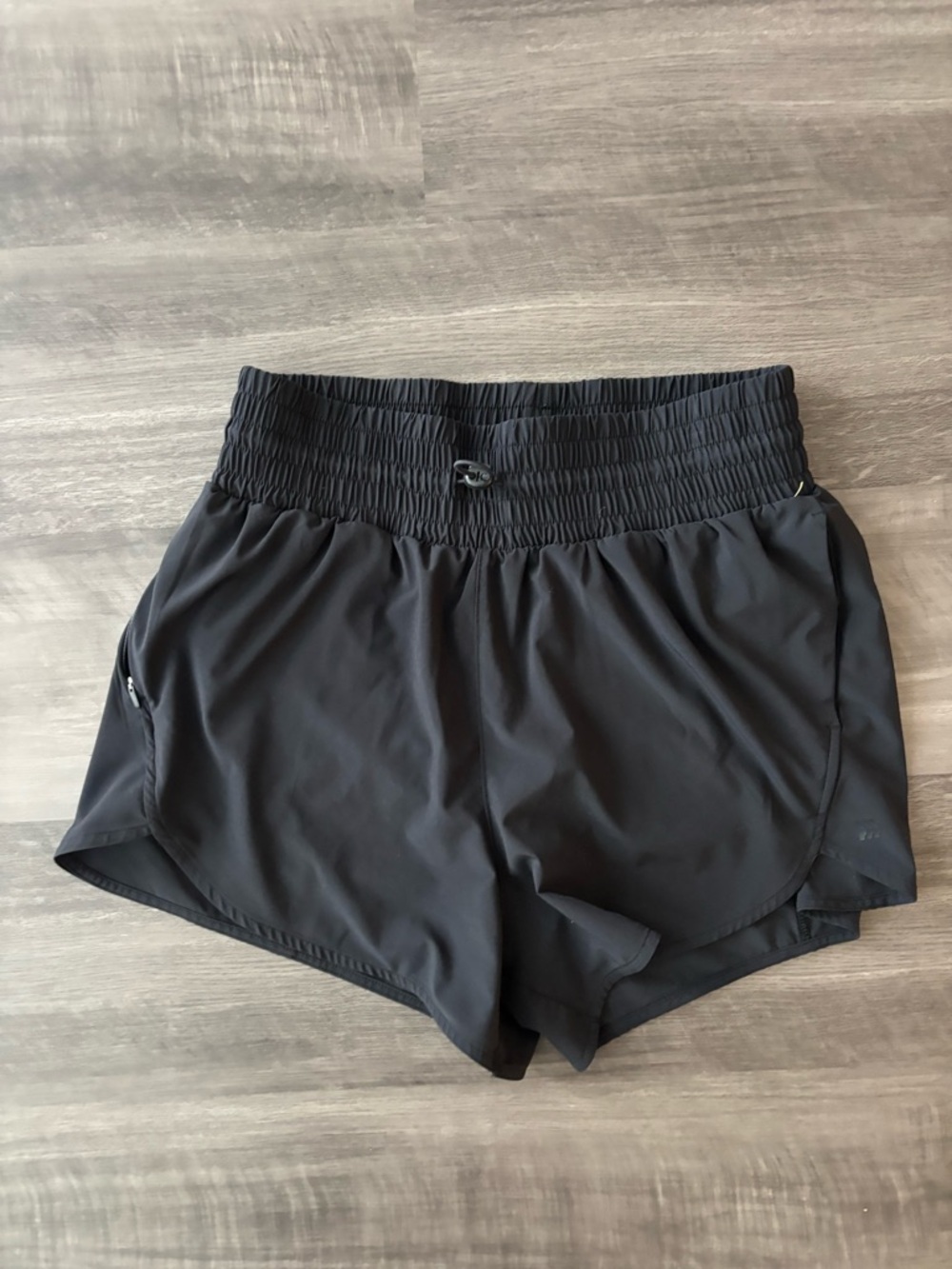 all in motion Black Women's Athletic Shorts with Smocked Waist